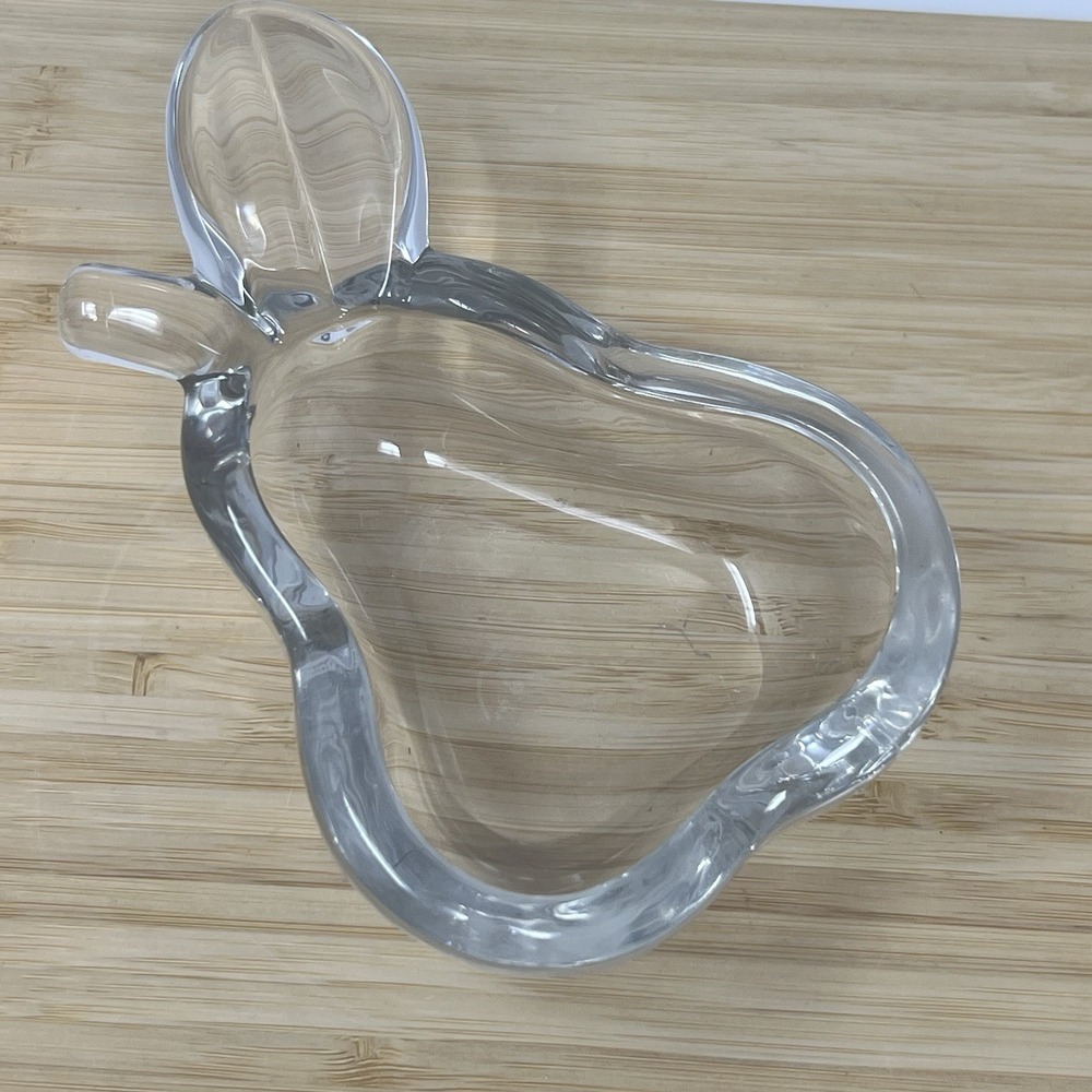 Crystal Glass Pear Small Bowl Dish Art‎ Vannes France Ash Tray Trinket 5 3/4"